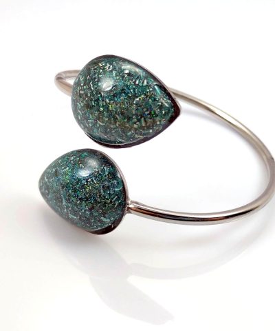 Brazalete doble lágrima de orgonita auténtica. Pulsera de electronite