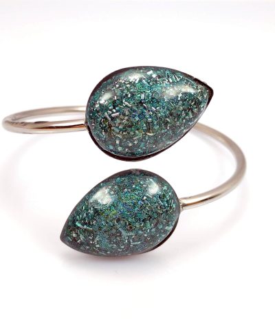 Brazalete doble lágrima de orgonita auténtica. Pulsera de electronite