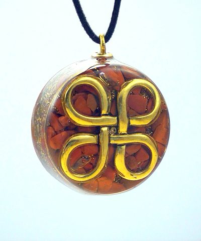 Colgante de orgonita nudo Bowen con JASPE ROJO