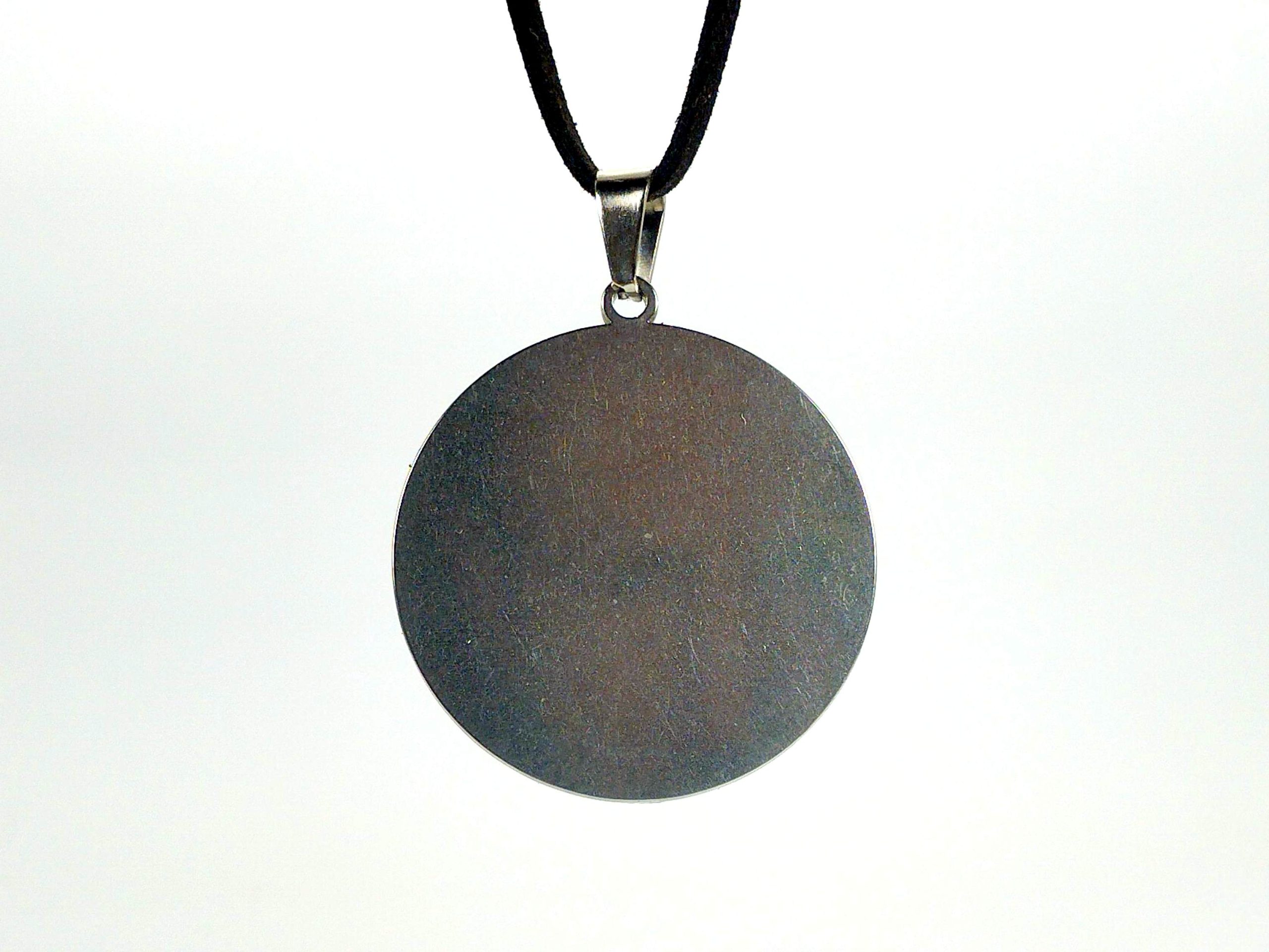 colgante orgonita electronite mediano grande posterior detrás acero Colgante de orgonita auténtica orgonite puro genuino