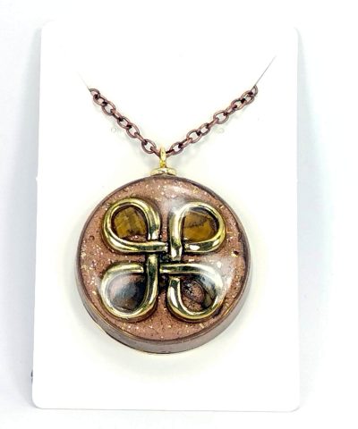 Colgante de orgonita nudo Bowen con OJO DE TIGRE