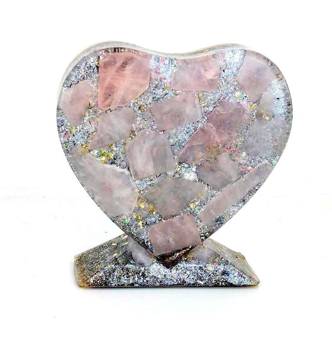 Orgonita corazón con CUARZO ROSA